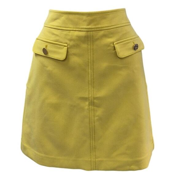 NWT Loft Petite Poly Blend Bright Yellow Short Skirt Fully Lined Sz 6P - Picture 5 of 6